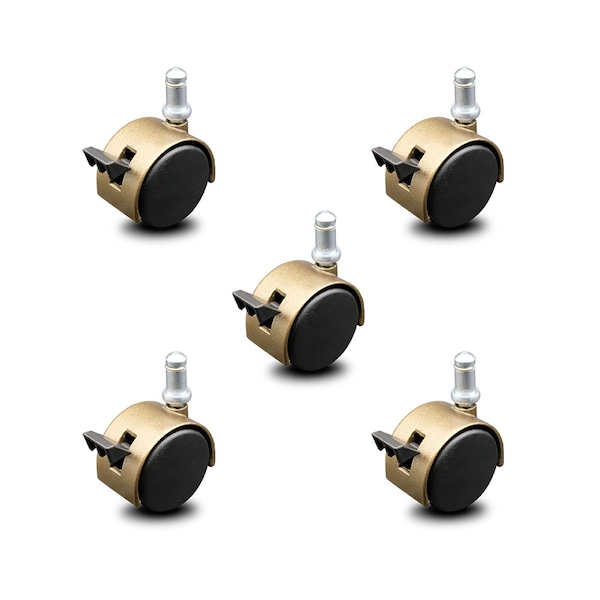 Service Caster 2 Inch Antique Brass Hooded Nylon Wheel Grip Ring Chair Caster with Brake, 5PK SCC-GR02S50D-NYS-WA-B-716X78-5 - main